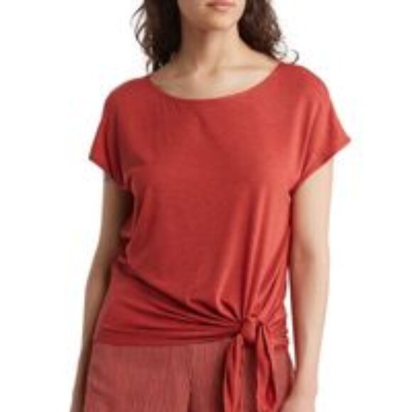 Max Studio Knotted Hem Jersey T-Shirt - Picture 1 of 6